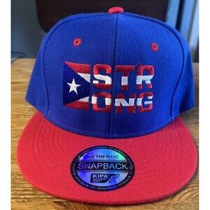 Puerto Rico Strong Hat Blue Red Adjustable Snapback Flat Bill KIPA PR
